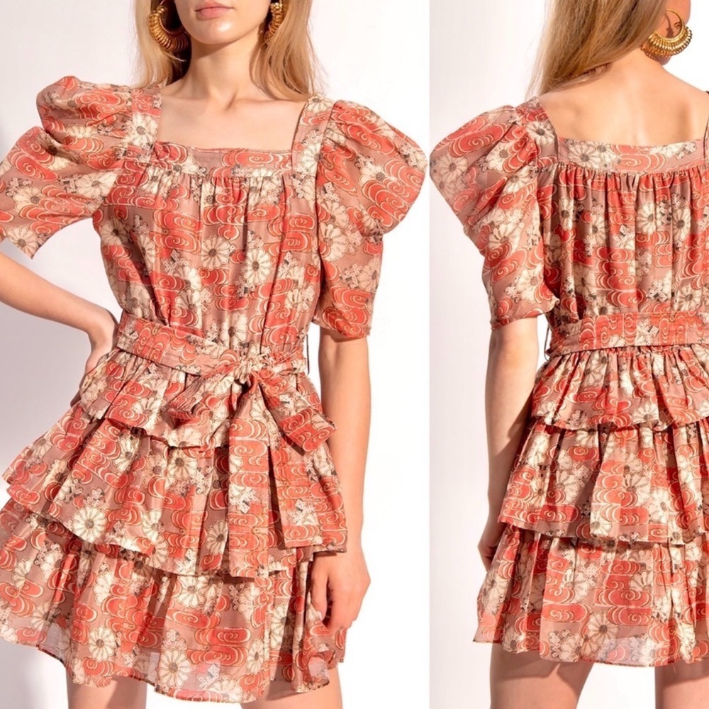 New $745 Ulla Johnson Pre-Fall Elisse Dress size 6 tiered ruffle mini